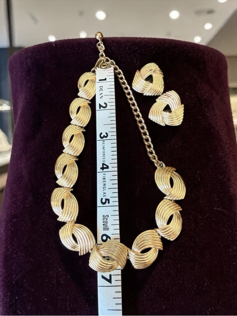 Vintage Coro Gold Tone Twisted Link Necklace & Clip On Earrings Set MCM